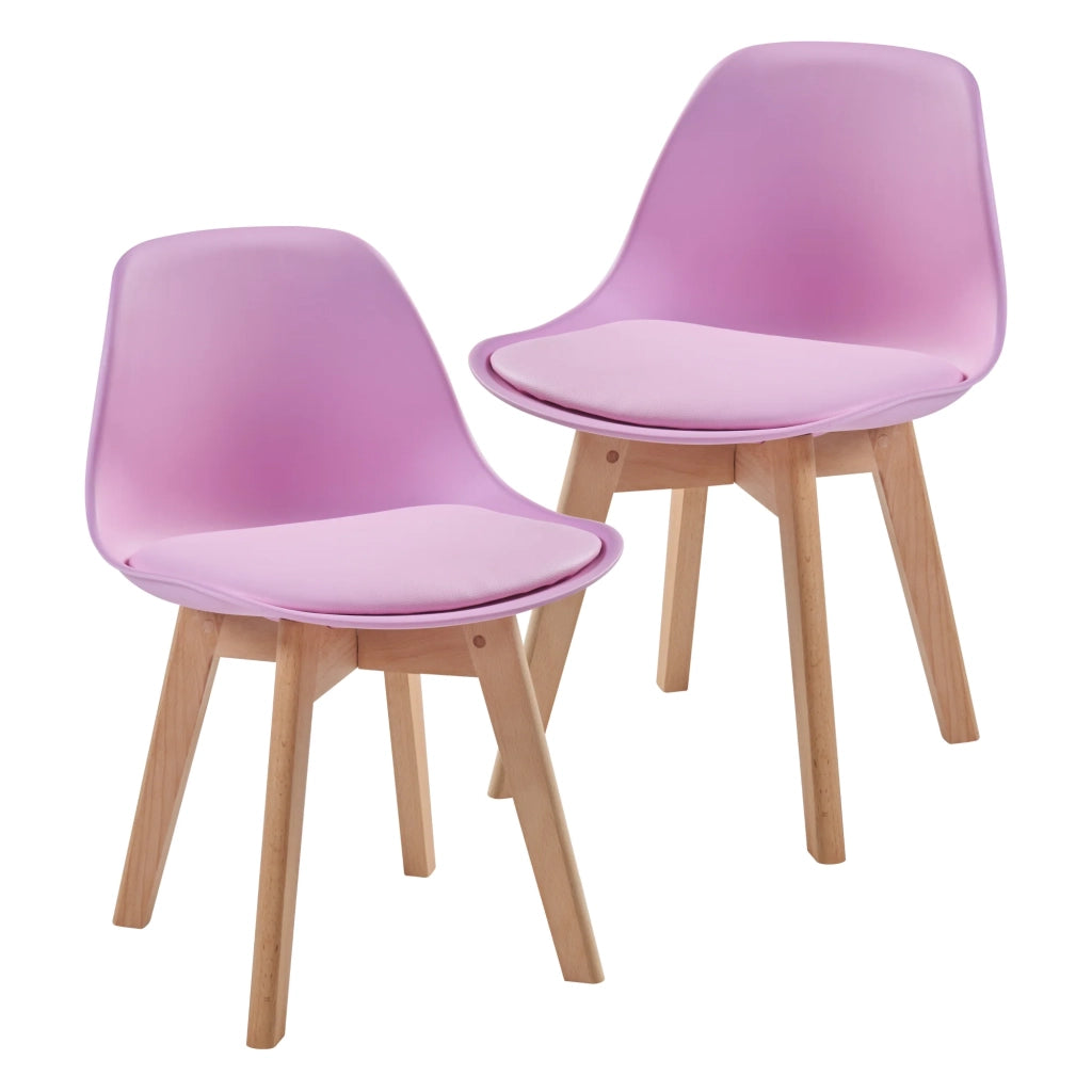 Set di 2 sedie per bambini rivestite in similpelle PU e plastica color faggio rosa 03_0010575