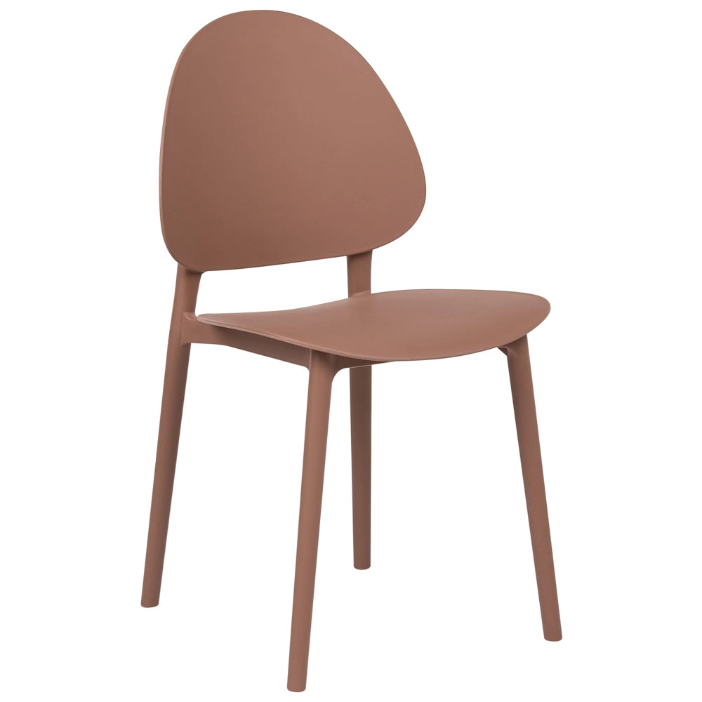 Set di 4 sedie da pranzo in plastica marrone per interni ed esterni senza braccioli stile classico minimalista