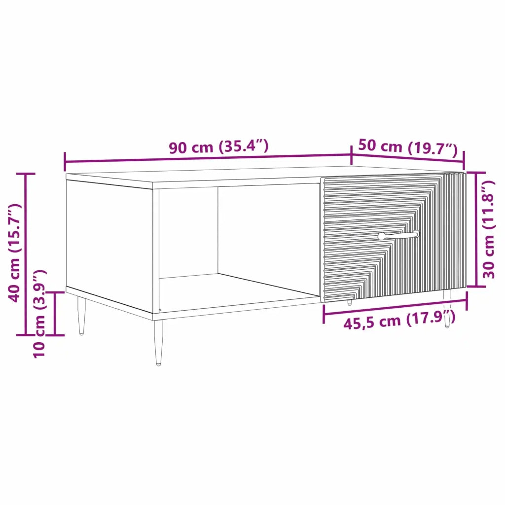 Tavolino da salotto Legno antico 90 x 50 x 40 cm