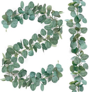 Due guirlande di eucalipto artificiali, 1,8 m decorazione di eucalipto per piante da appendere, foglie di eucalipto guirlande decorazione per matrimonio, decorazione per tavola di matrimonio, guirlande di primavera, decorazione floreale