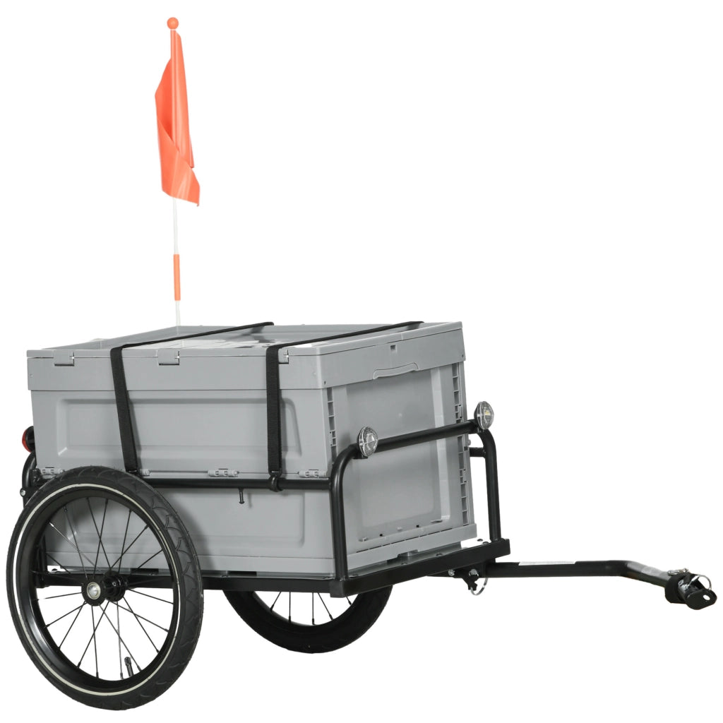 Rimorchio Bici con Cassa Rimovibile e Pieghevole 65L ¨C zephmum ¨C 40KG Max Carico