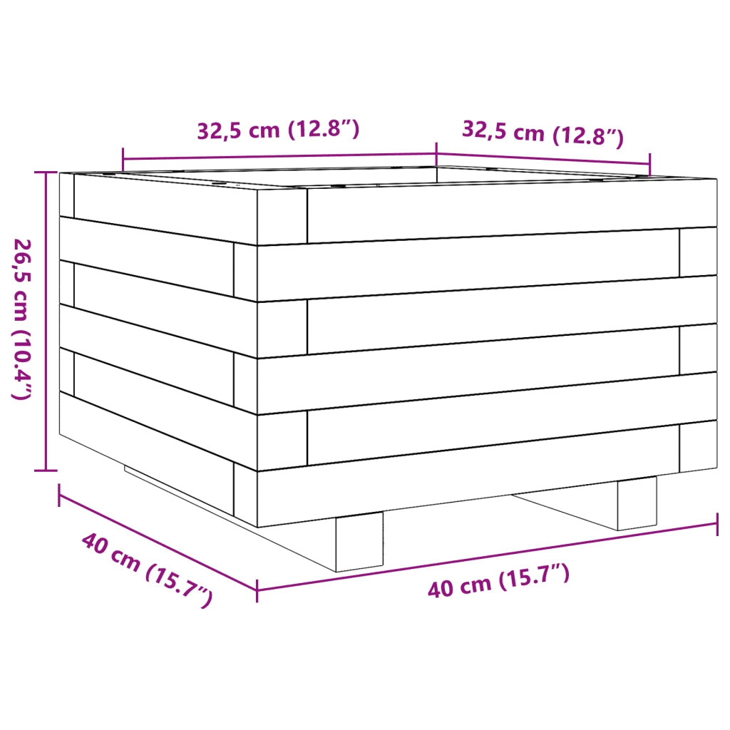 Fioriera da Giardino Bianca 40x40x26,5cm Legno Massello di Pino
