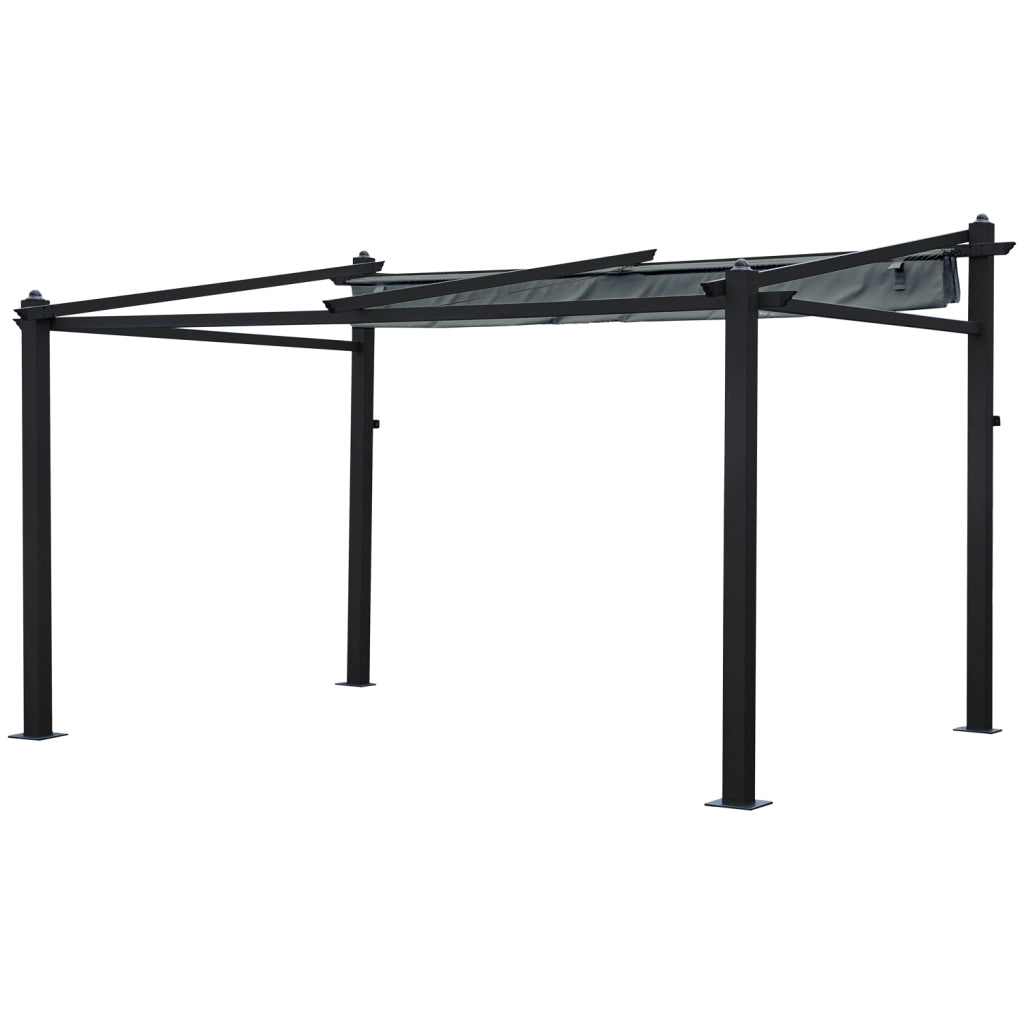 Pergola a parete 3 × 4 m FRÉJUS grigio - struttura in alluminio