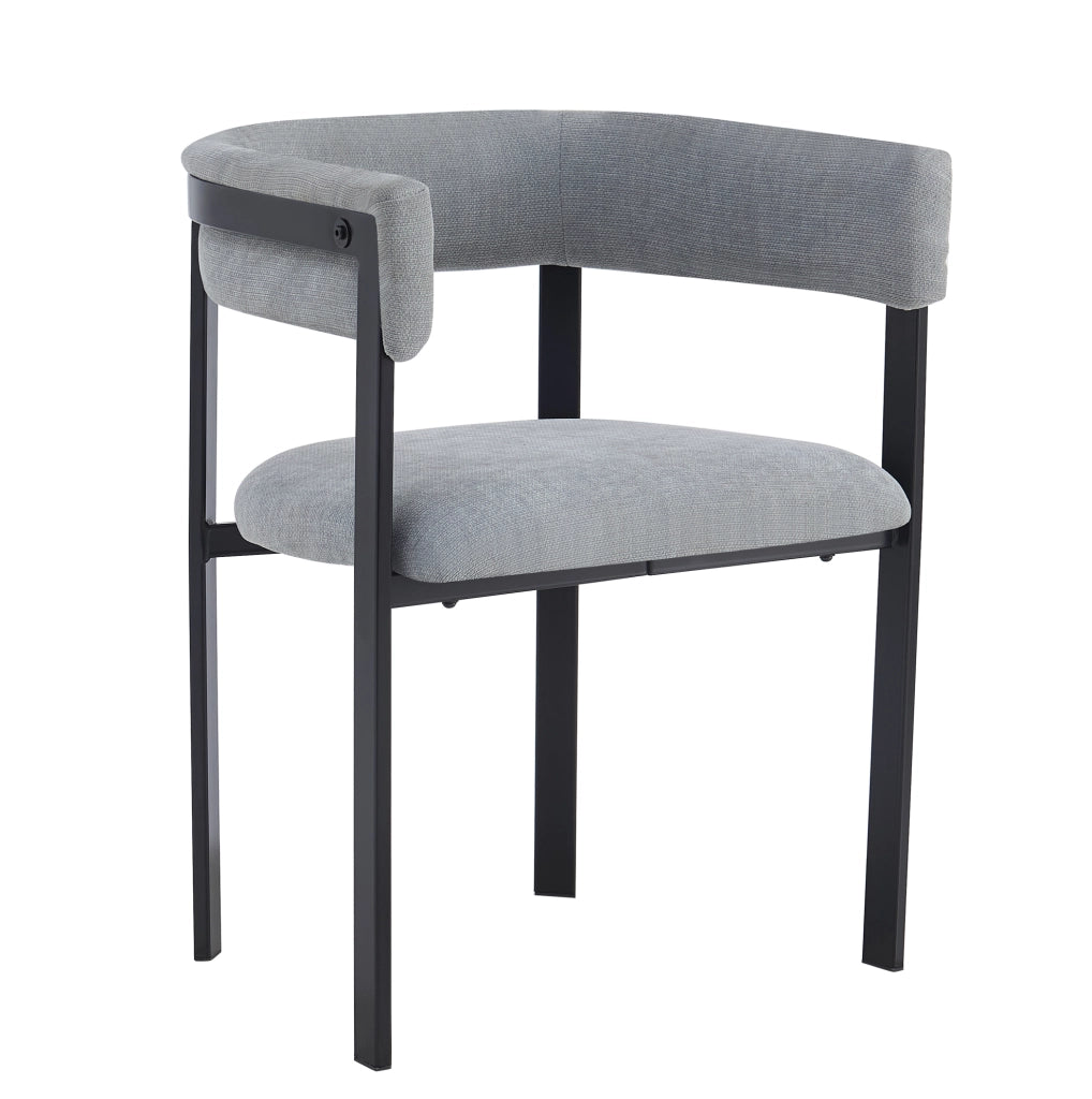 Set di 4 sedie da pranzo 61.0x50.0x76.0 cm con schienale curvo; in chenille grigio