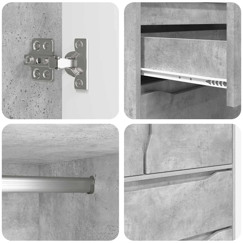 Guardaroba con cassetto Grigio Cemento 79,5 x 49 x 156 cm