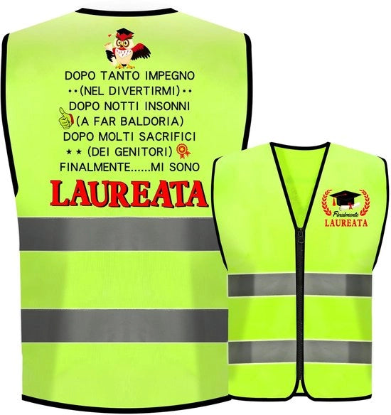 Vestone di Sicurezza per Studenti - Luce Verde - Disegni Divertenti - Strisce Riflettenti - Kit di Costumi - Materiale a Poliestere