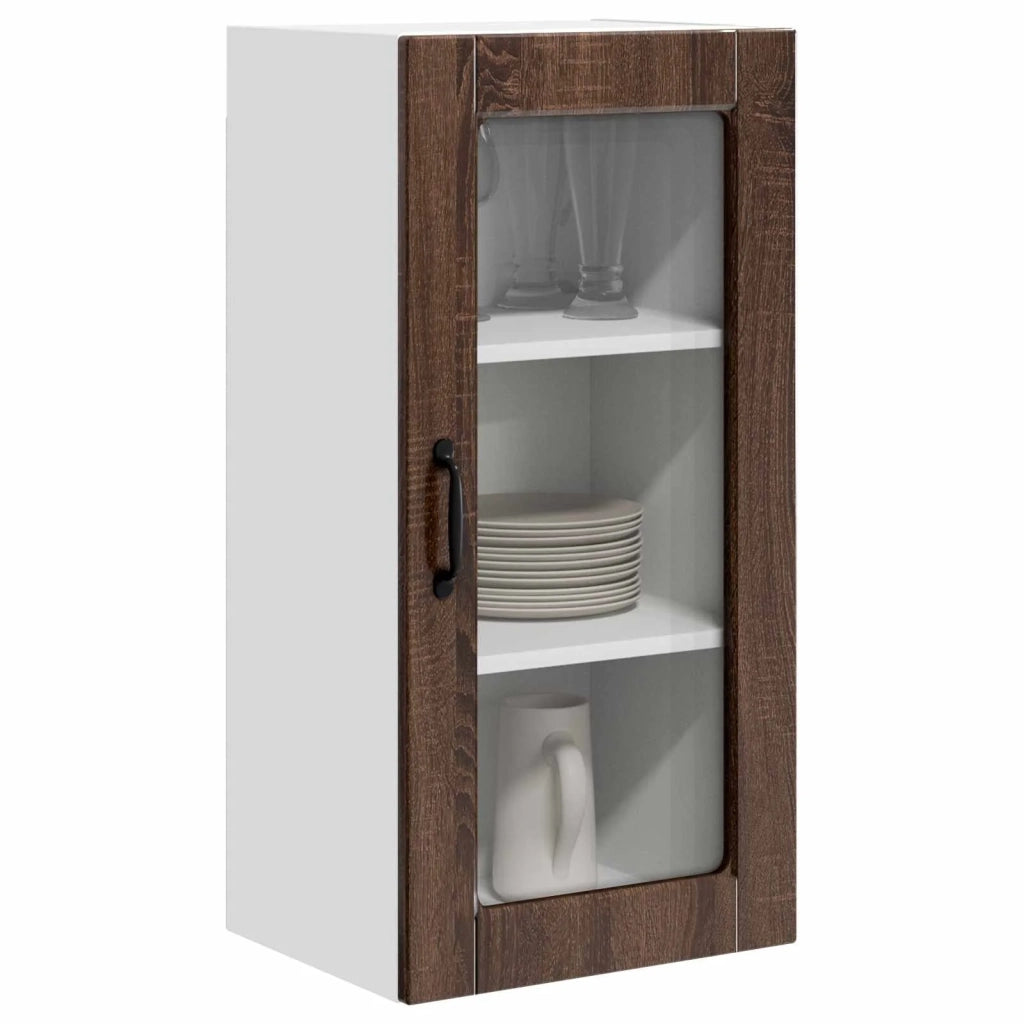Pensile da cucina | Mobile in vetro da parete LUCCA Rovere Marrone 40 x 31 x 80 cm