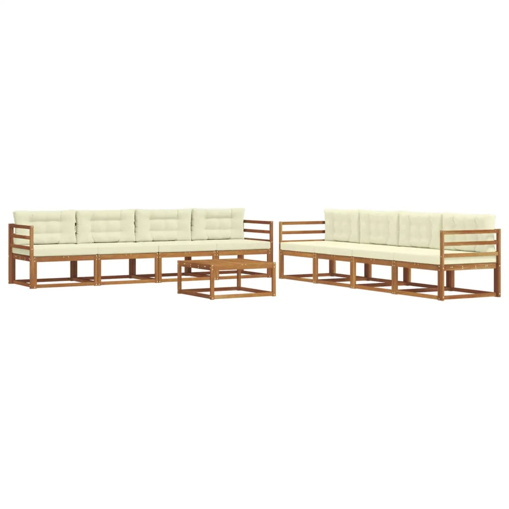 Set di divani da esterno con cuscino 9 pcs Naturale e Crema 3367353