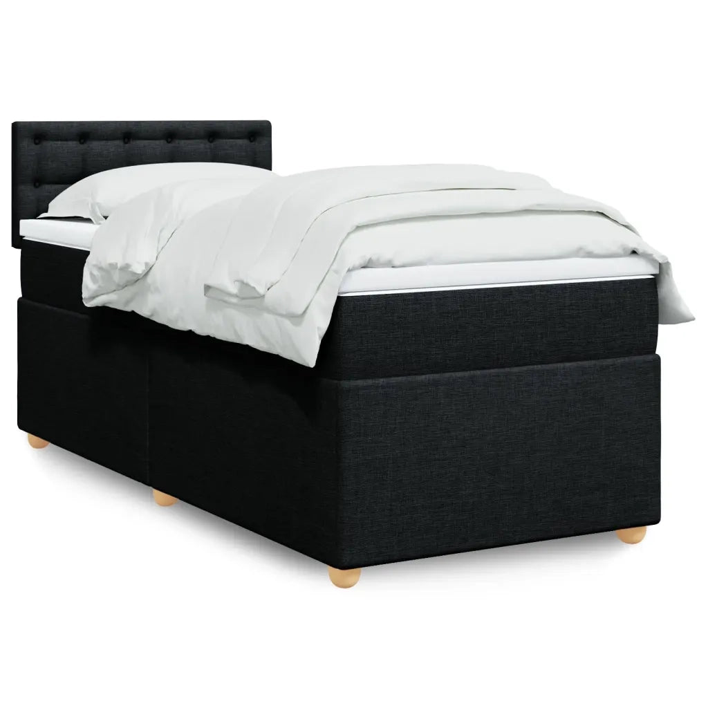 Giroletto a Molle con Materasso-Struttura Letto Nero 80x200 cm inTessuto 332629