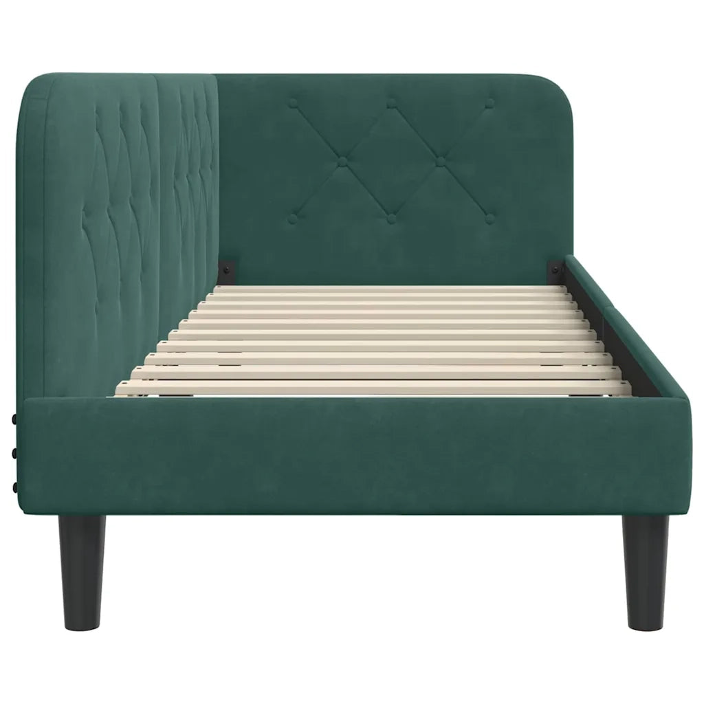 Cornice del letto ad angolo Verde Scuro 80 x 200 cm Velluto