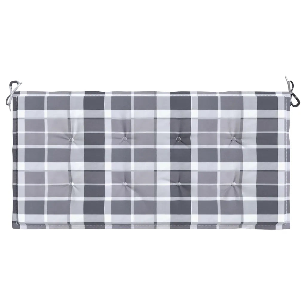 Cuscino per Panca a Quadri Grigi 100x50x3cm Tessuto Oxford 314079