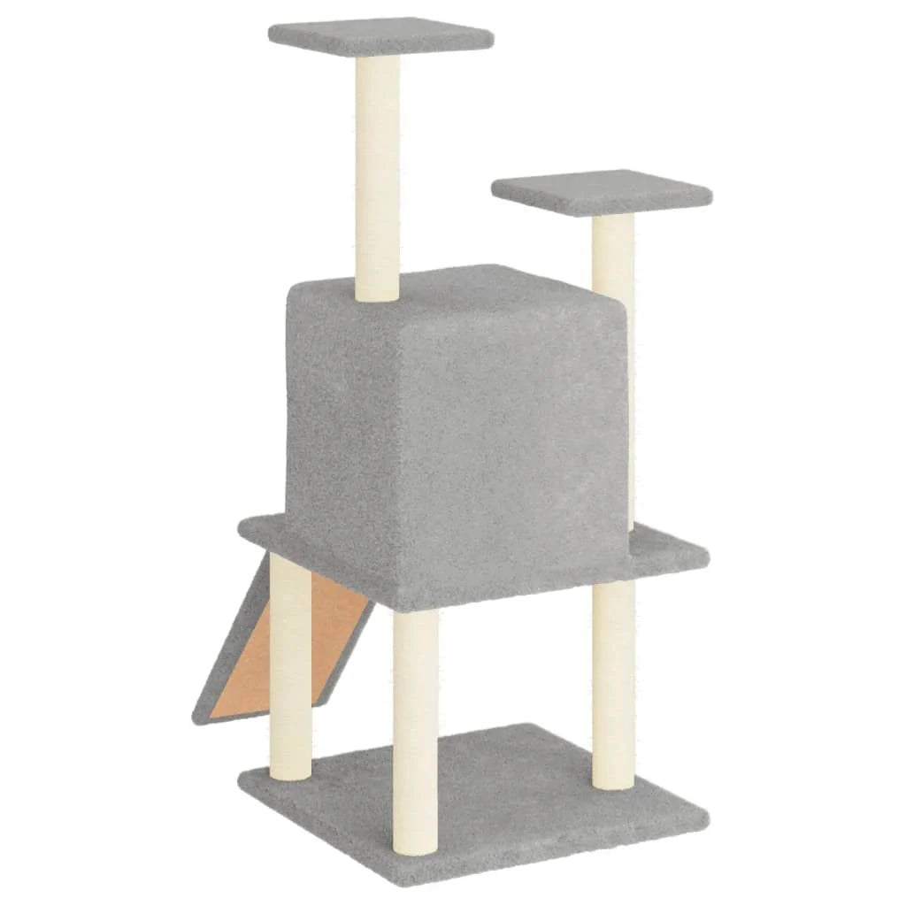 Tiragraffi per gatti torre per arrampicata giocattolo piattaforma per arrampicata con tiragraffi in sisal leggero 110 cm grigio 02_0022548