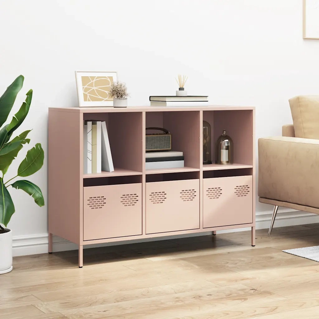Credenza Rosa 101,5x39x73,5 cm in Acciaio Laminato a Freddo