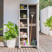 Armadio da esterno Melville, Mobile outdoor, Mobiletto giardino multiuso, Contenitore per balcone o garage, Made in Italy, 80x45 h180 cm, Sabbia