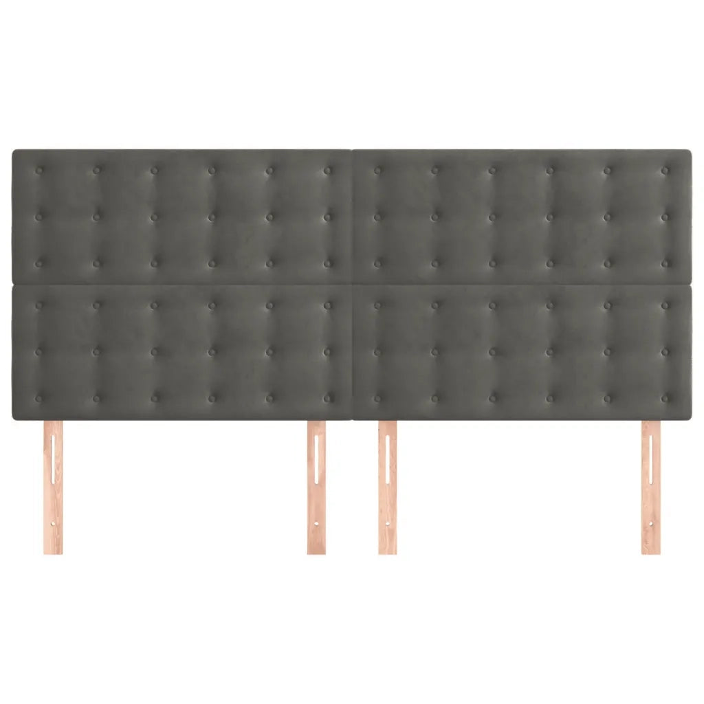 Testiera-Testata Decorativa Grigio Scuro 200x5x118/128 cm Velluto 454790