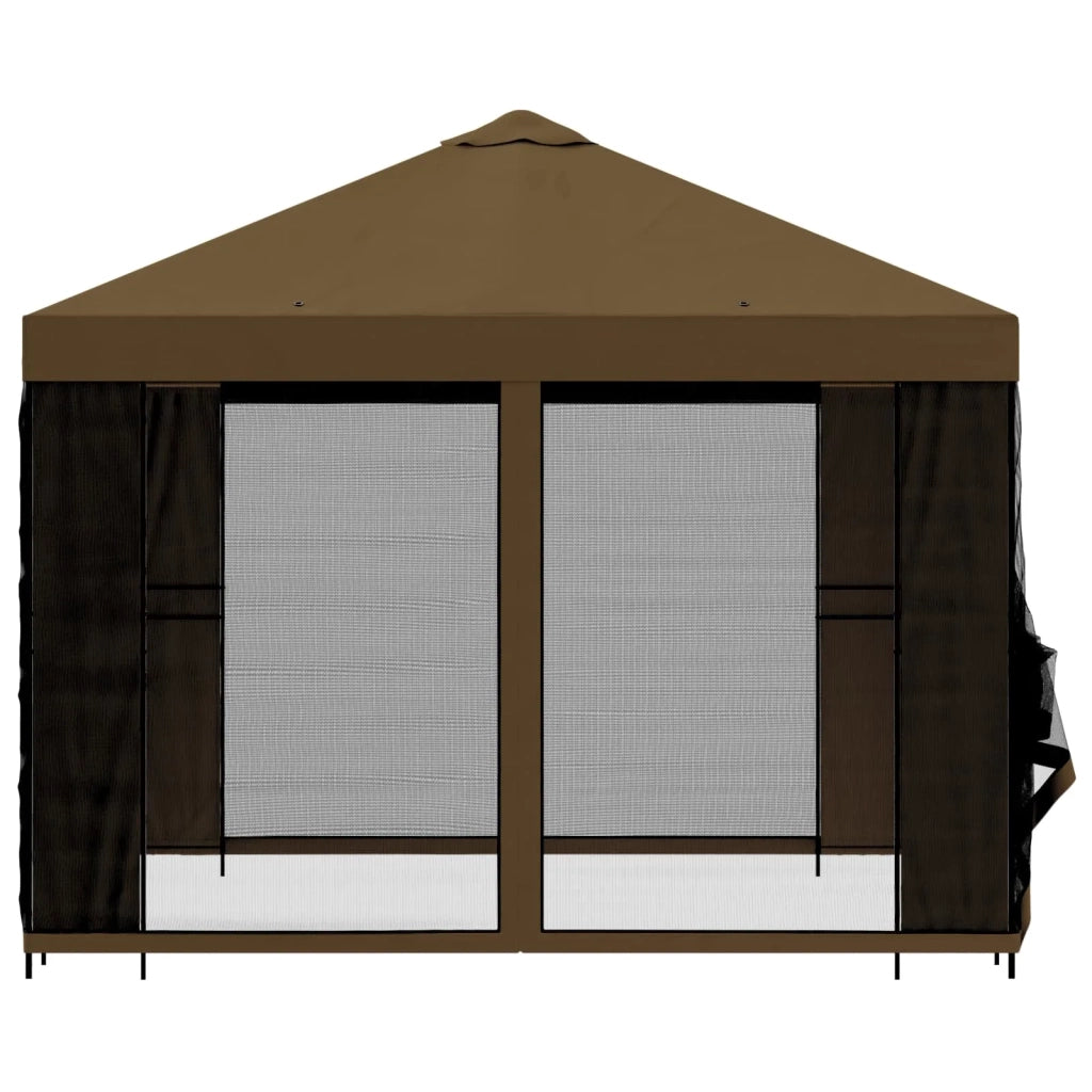 Gazebo da giardino con pareti laterali 3 x 3 m Tortora 900366