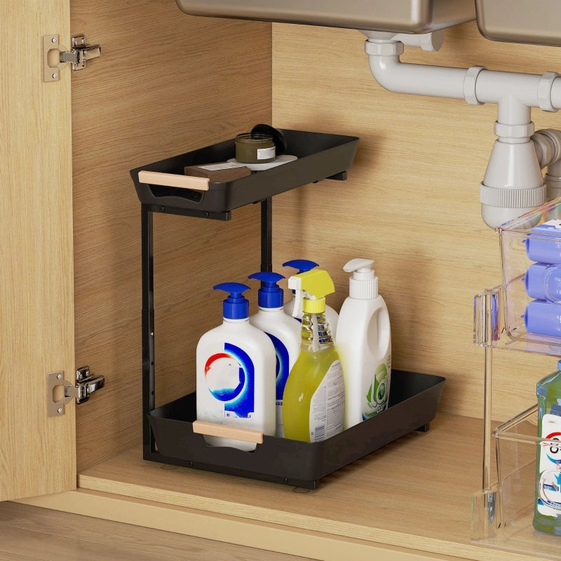 MENSOLA DA CUCINA Regolabile 40 x 30 x 33,5-42 cm Nero Plastica