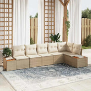 Set Divano da Giardino con cuscino 6 pcs Beige Poly Rattan