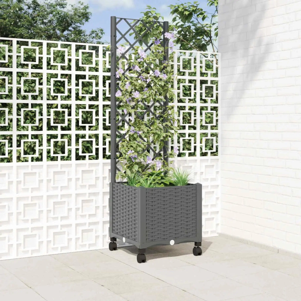 Vaso da giardino con grigliato e ruote Grigio Chiaro PP 3422922