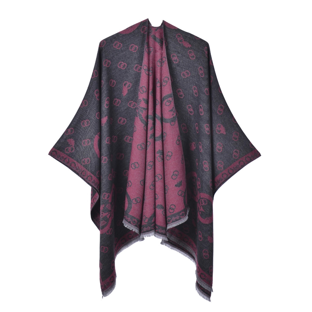 Nuovo scialle/scialle da donna, elegante mantello retr¨° con spacco e nappe su entrambi i lati