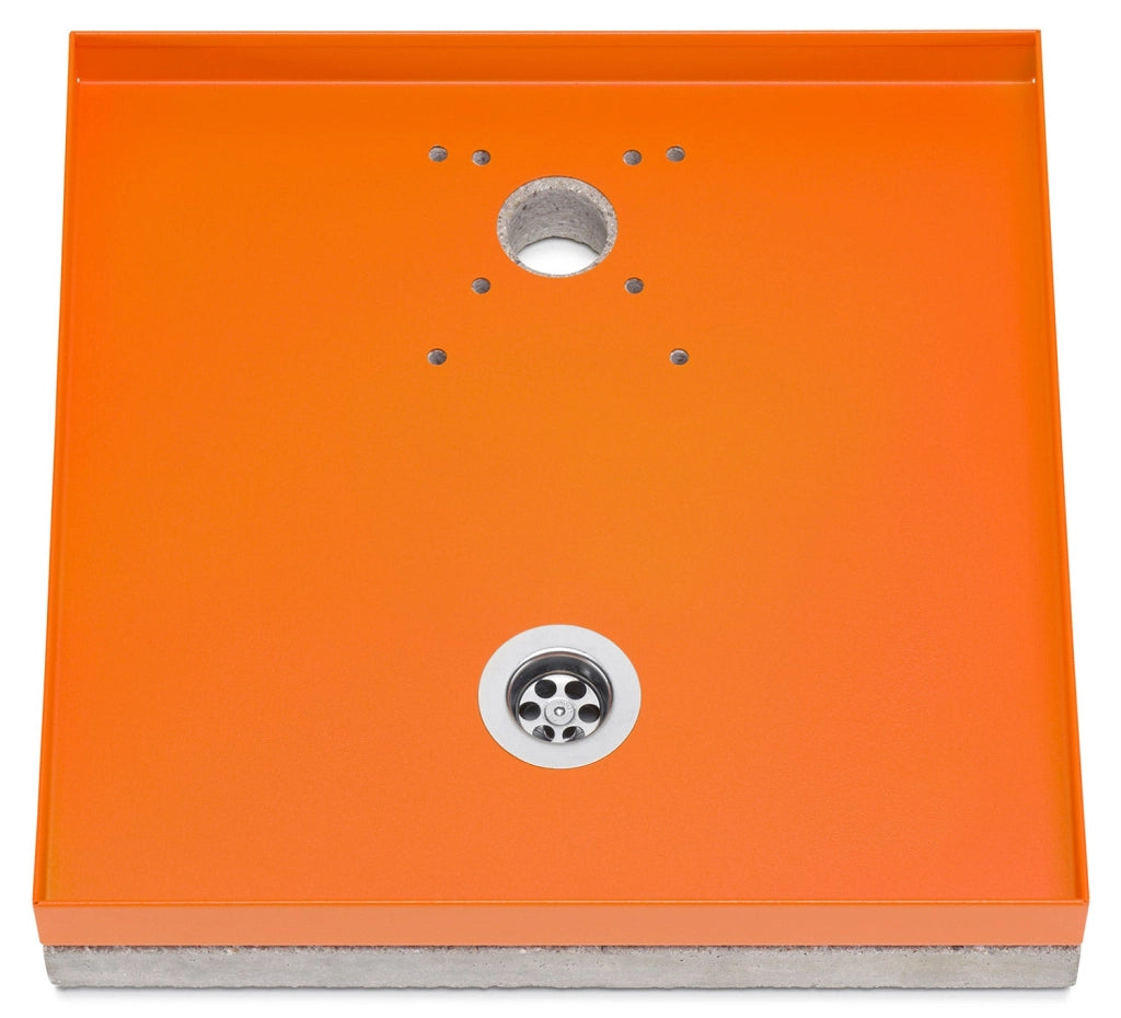 Base Portaciottolo per Fontane 40x40x8 cm in Metallo con Base in Cemento Belfer 42/BSE/10 Arancione