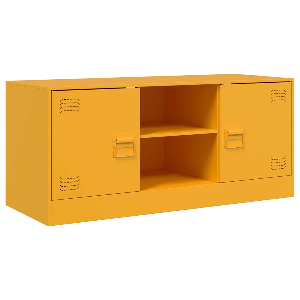 Mobile Porta TV Giallo Senape 99x39x44 cm in Acciaio 841688