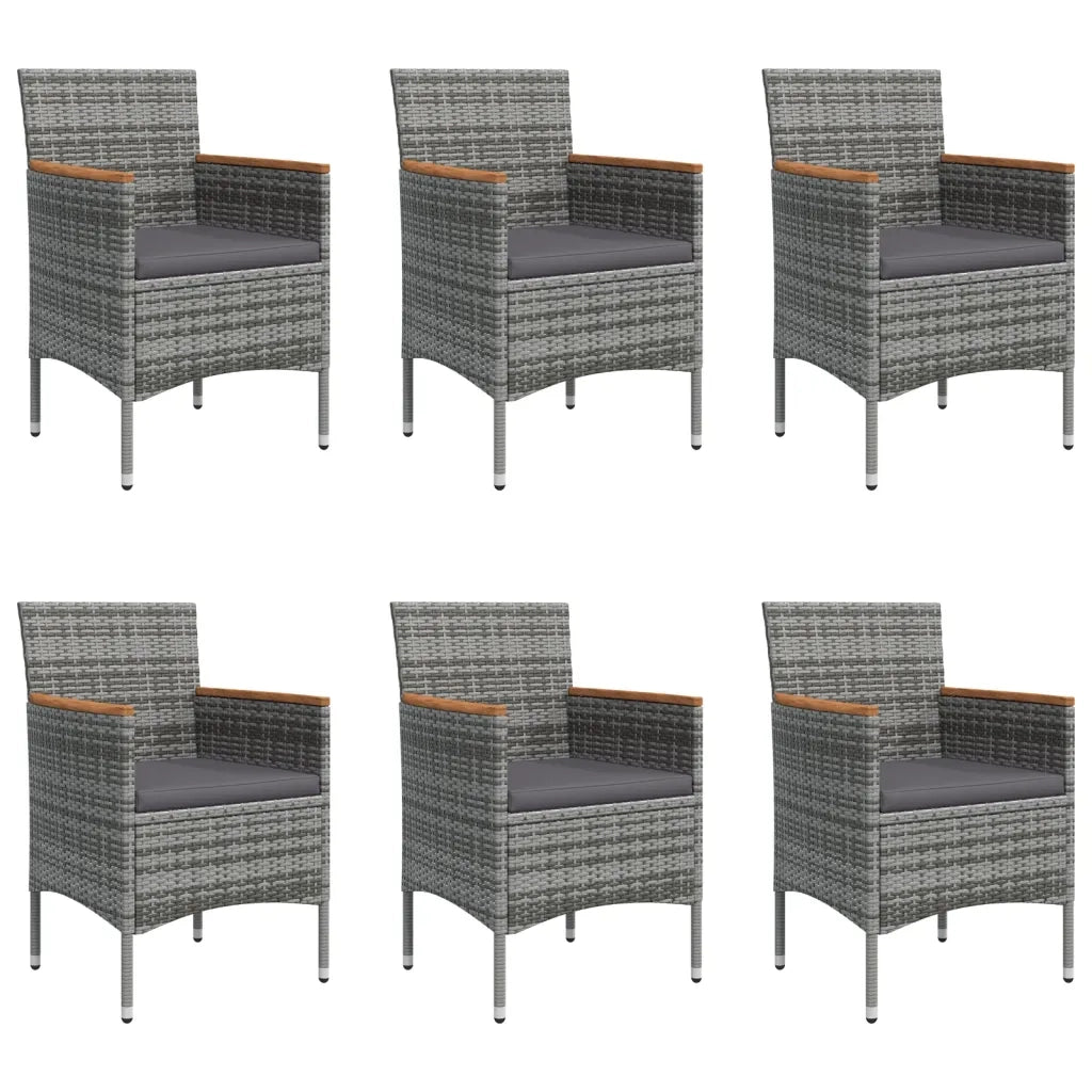 Set da Pranzo da Giardino 7 pz con Cuscini Grigio e Nero cod mxl 35863