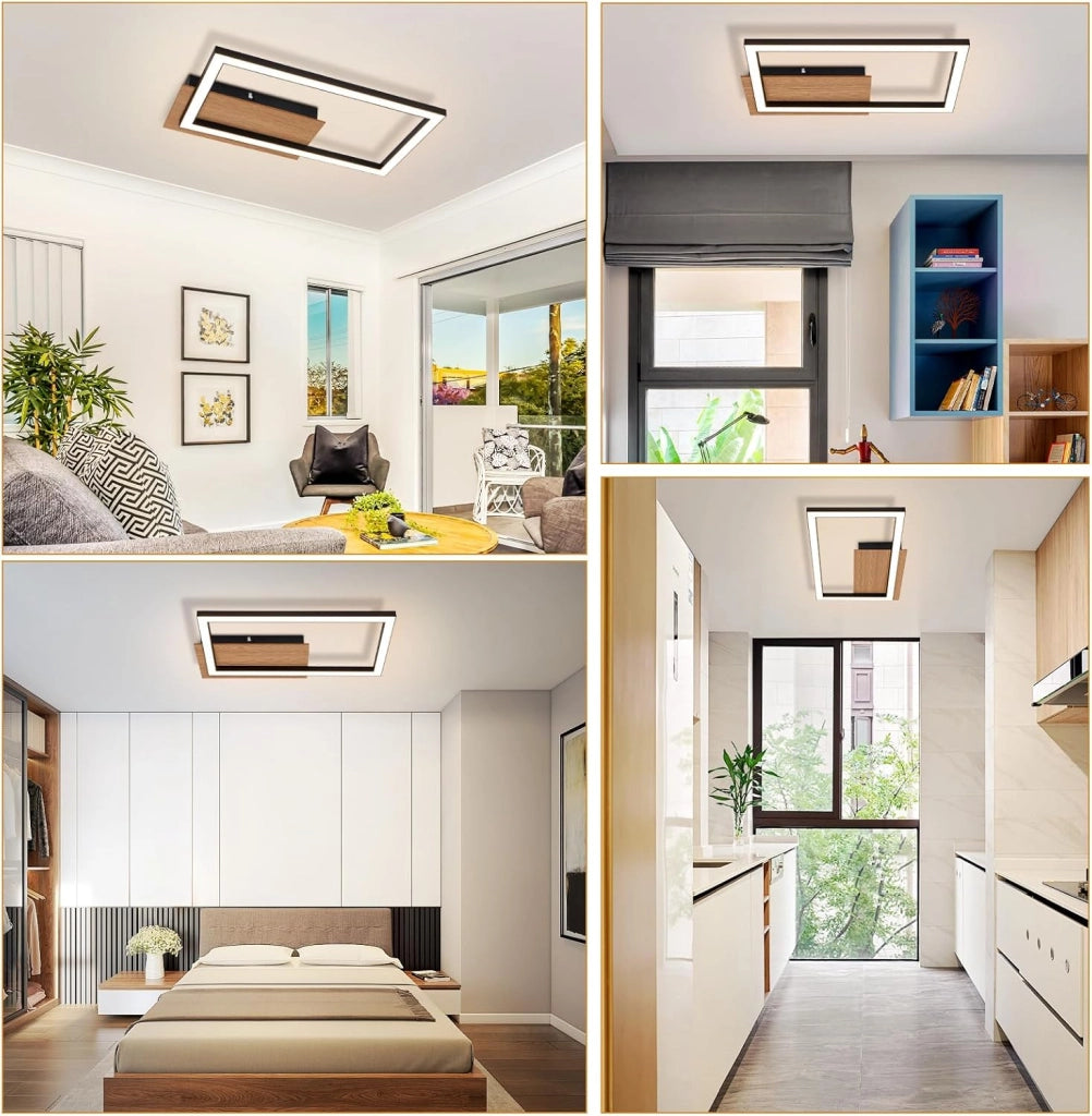 ZMH Lampada da Soffitto LED Moderna 12W Legno 3000K Luce Calda Rettangolare per Corridoio Ufficio Camera da Letto