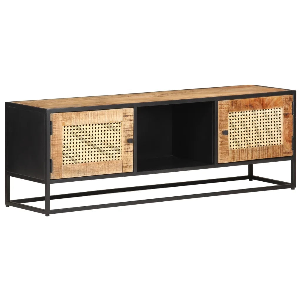 Mobile Porta TV 120x30x40 cm in Legno di Mango Grezzo e Canna cod mxl 64069