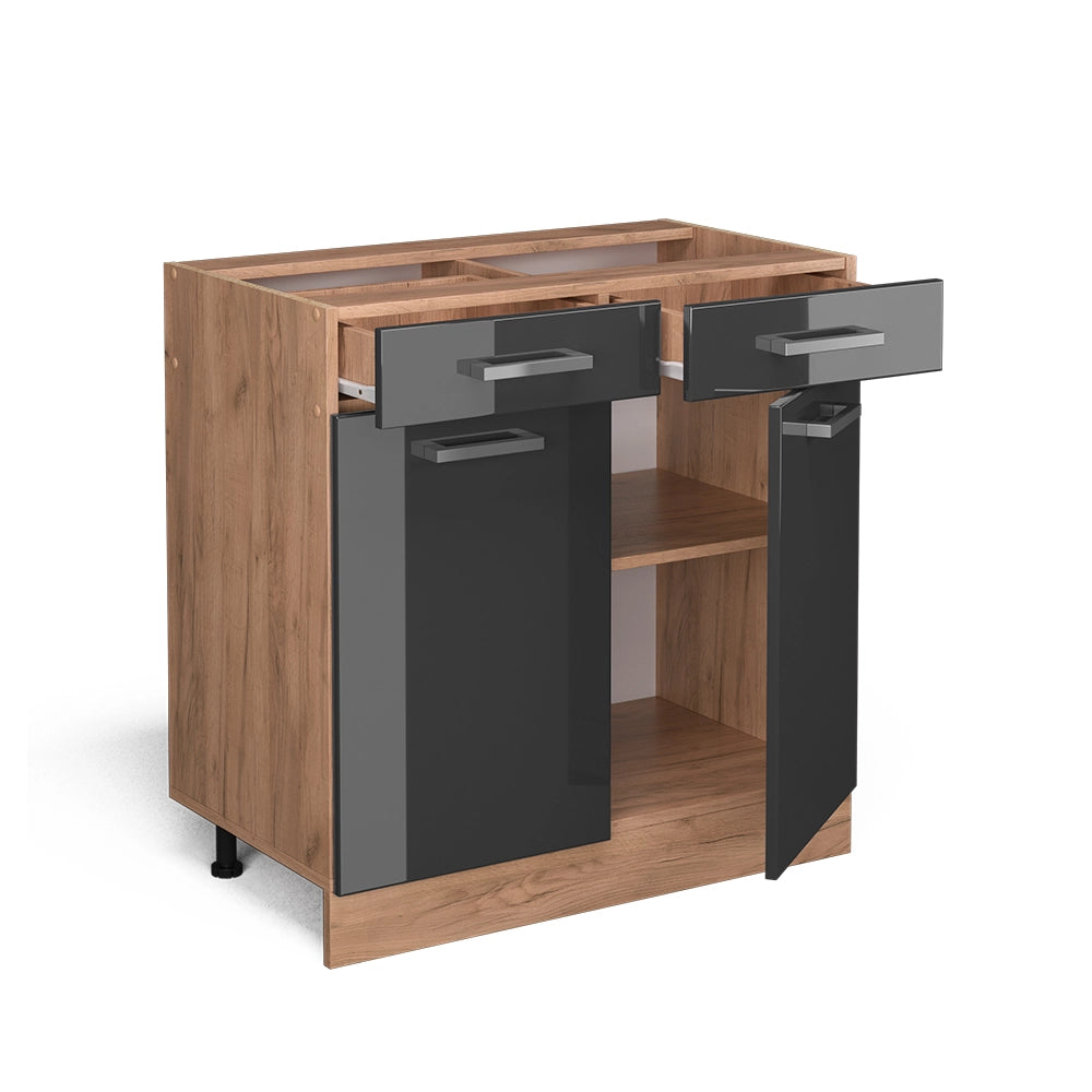 Vicco Mobiletto base per cucina Antracite lucido 80 cm senza piano di lavoro