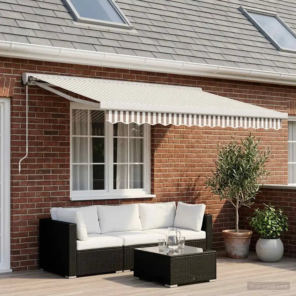 Tenda retrattile Grigio chiaro e bianco 300 x 250 cm 3425889