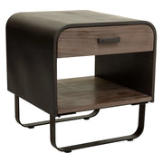 Tavolino in metallo e legno nero 50x52x56h cm