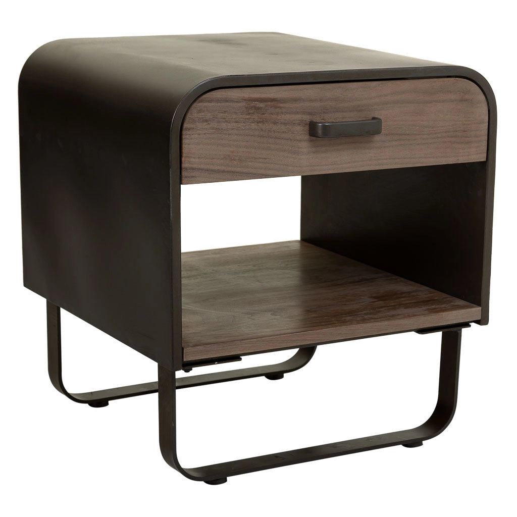 Tavolino in metallo e legno nero 50x52x56h cm