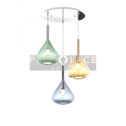 SOSPENSIONE CROMO 3 LUCI TONDA VETRI AM + VE + BL 1177CR-S3 T-MC