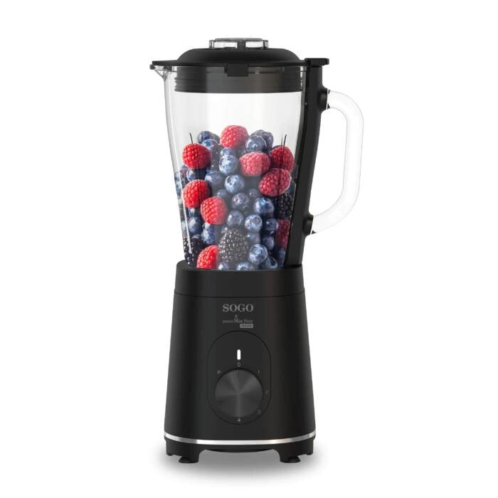 Frullatore da cucina 1000W con bicchiere vetro 1,5L, 2 velocità e funzione tritaghiaccio per smoothie e frullati - Sogo