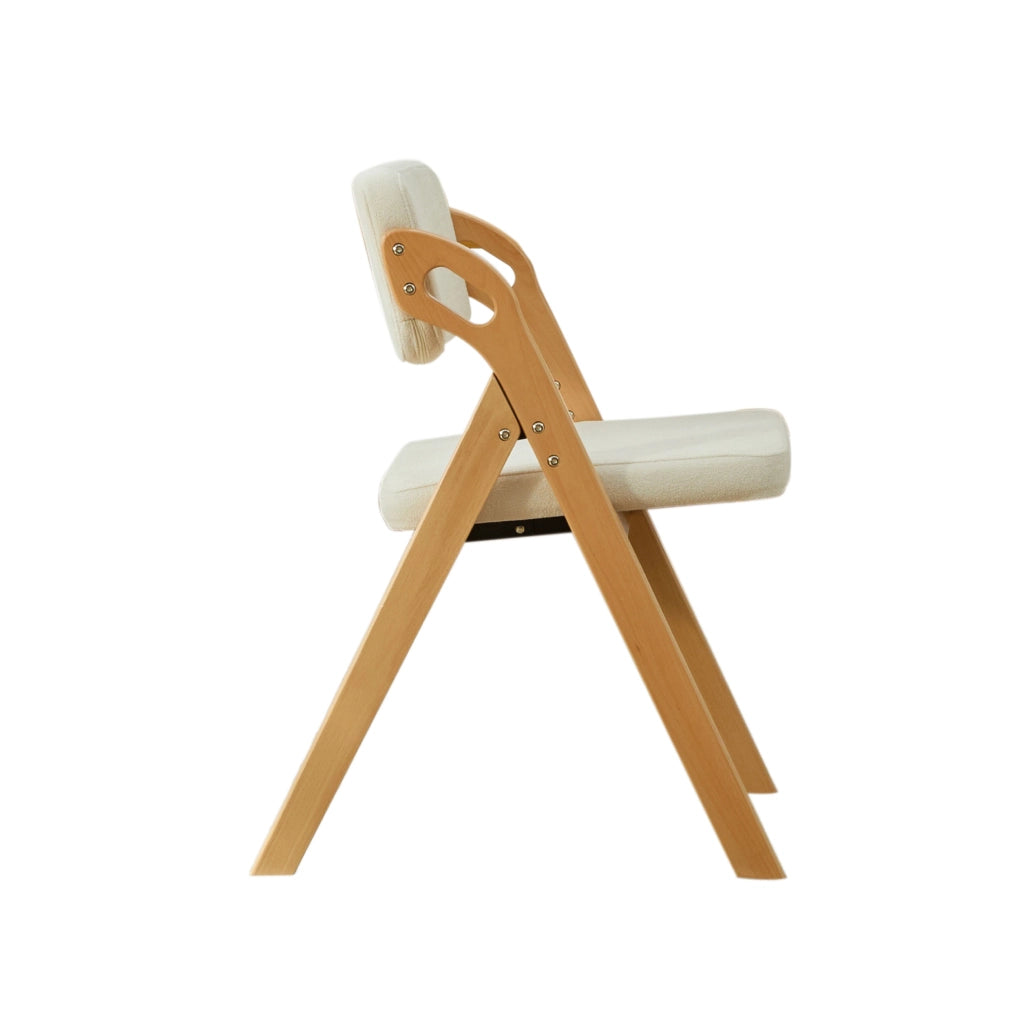 Sedia pieghevole imbottita in legno; beige