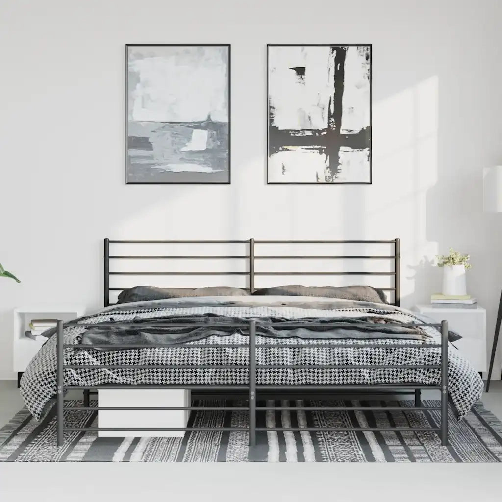 Giroletto con Testiera e Pediera Metallo Nero 193x203 cmcod mxl 80534