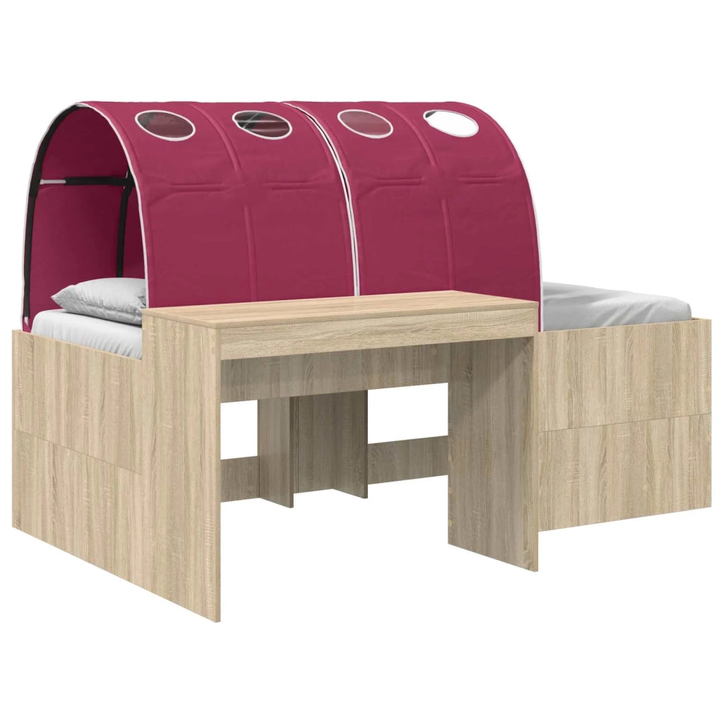 Letto con Tunnel 3 pz Rovere Artigianale e Rosso 3423699