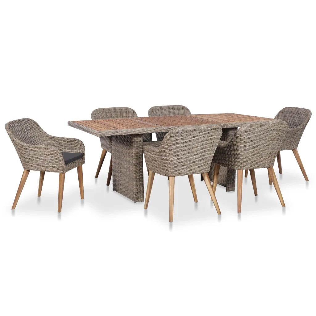 Set da Pranzo da Giardino 7 pz con Cuscini in Polyrattan cod mxl 46179