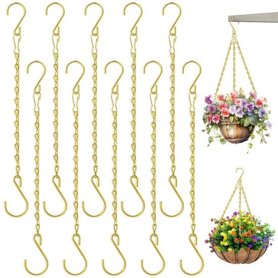 Decorelle 10-pack catenelle metalliche, catenelle metalliche 29 cm per piante da appendere, per appendiabiti, catenelle decorative per nidi d'uccelli, vasi per piante, lampade, campane del vento (oro)
