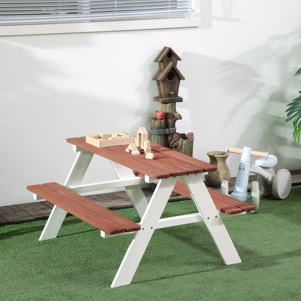 Set Tavolo e 2 Panchine Bambini Legno ¨C zephmum ¨C 89x79x50 cm Marrone