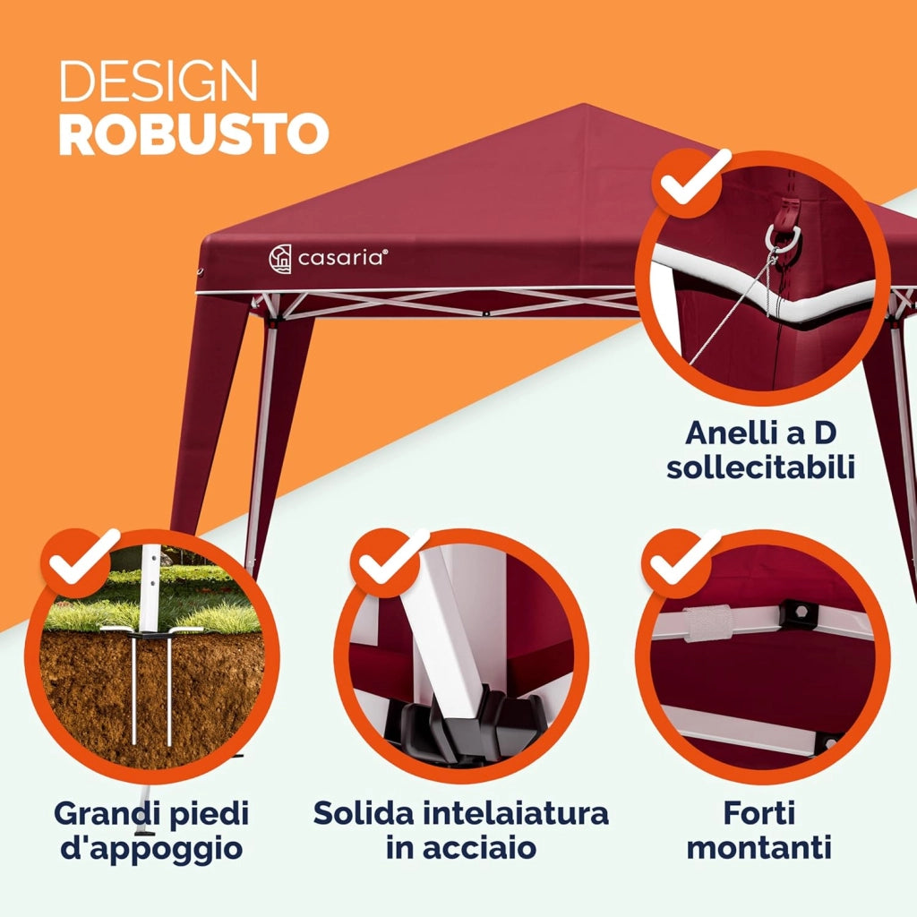 ® Gazebo pop-up, 3 x 3 m, con 4X parti laterali, scelta di colori, protezione UV 50+, con custodia, impermeabile, pieghevole, padiglione pieghevole, tenda per festival, capri rosso