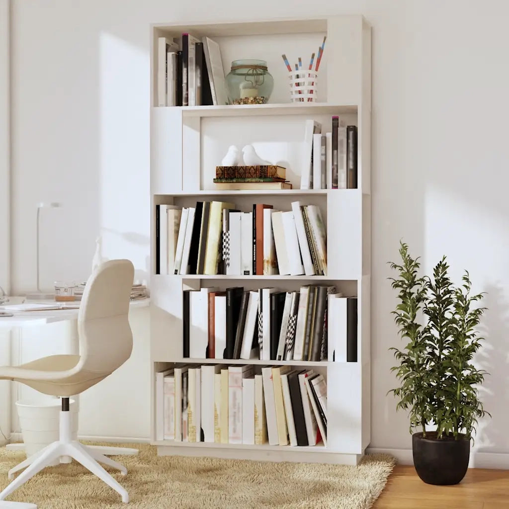Libreria/Divisorio Bianco 80x25x163,5 cm Legno Massello di Pino 814065