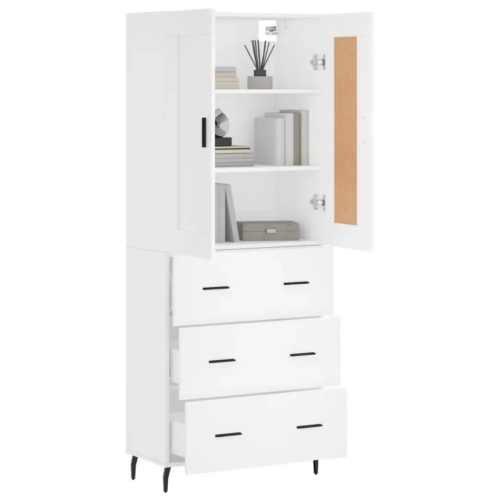 Credenza-Buffet-Armadio da cucina Bianca 69,5x34x180 cm in Legno Multistrato 817441