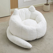 Fauteuil pouf a fiore con imbottitura in schiuma design leggero per soggiorno e camera da letto in peluche bianco
