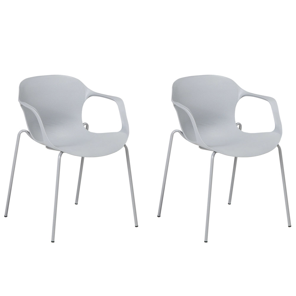 Set di 2 Sedie da Pranzo in Metallo Grigio Stile Industriale Moderno