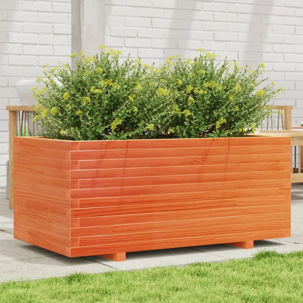 Fioriera Giardino Marrone Cera 110x60x49,5 Legno Massello Pino