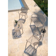 Set tavolino 2 sedie divano Positano Garden set con cuscini 3 colori - Bianco
