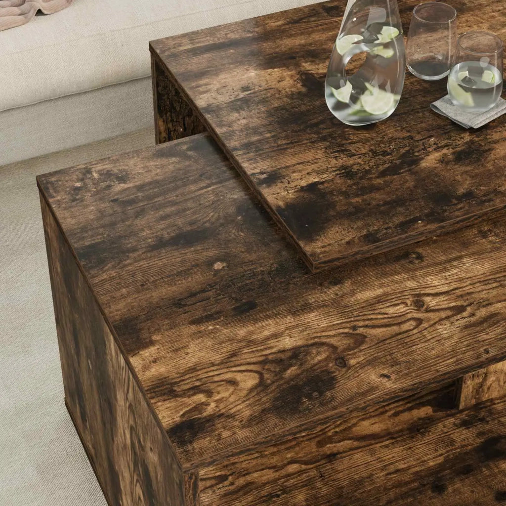 Set di Tavolini da Caffè 2 pcs Rovere fumé Legno multistrato 8000264