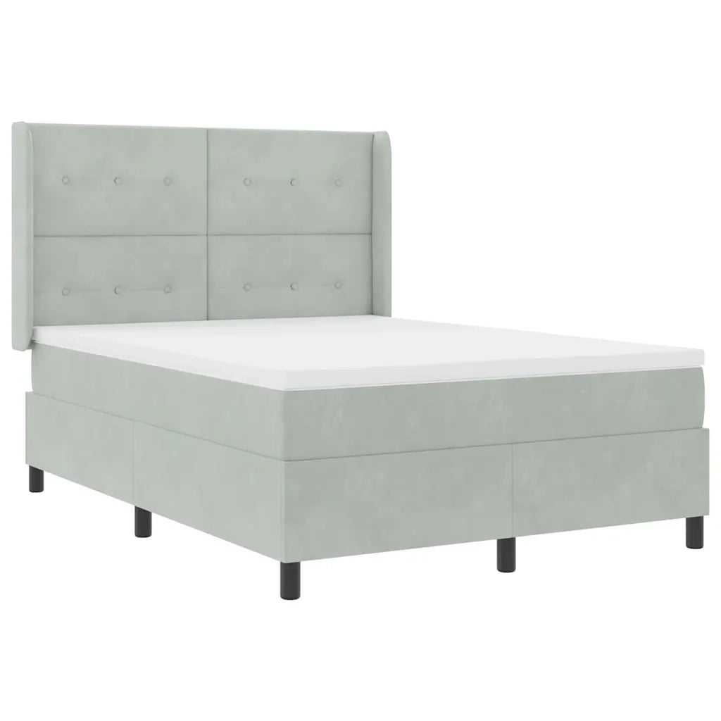 Letto a molle con testiera Grigio chiaro 160 x 200 cm Velluto